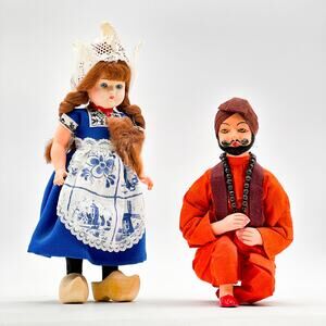 Dutch & Indian Folk Dolls Set – Volendam Girl & Fakir Figure